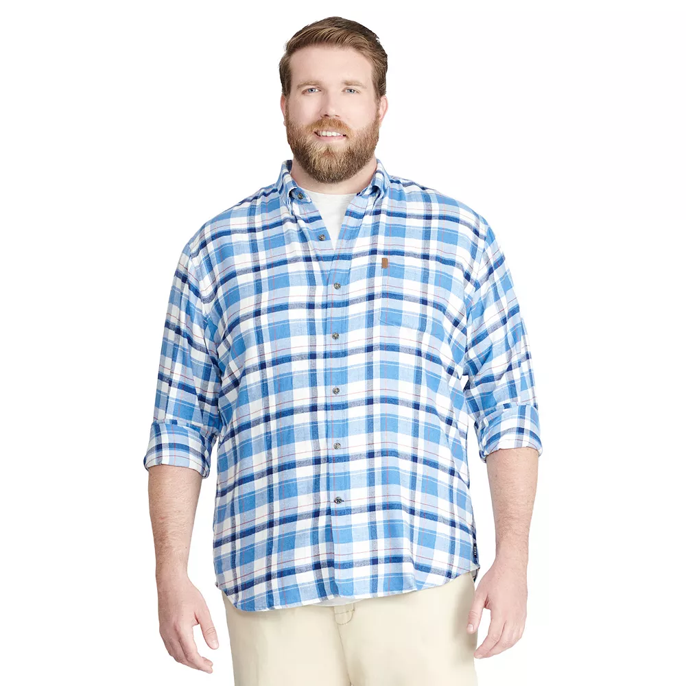 Big & Tall IZOD Classic-Fit Plaid Flannel Button-Down Shirt - Image 9
