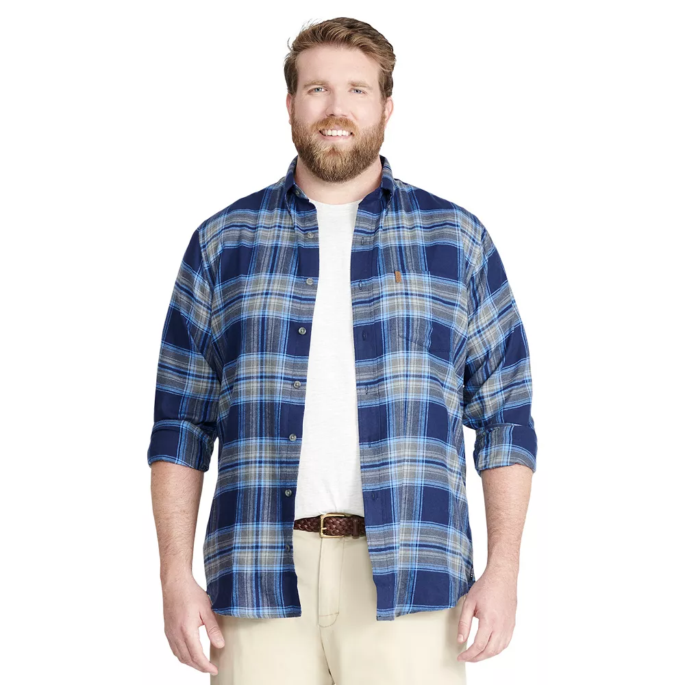 Big & Tall IZOD Classic-Fit Plaid Flannel Button-Down Shirt - Image 3