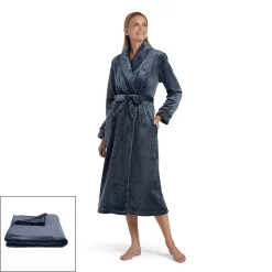 Petite Miss Elaine Essentials Fleece Long Wrap Robe with Matching Blanket