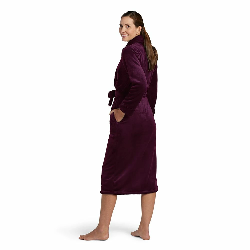 Plus Size Miss Elaine Essentials Fleece Long Wrap Robe with Matching Blanket - Image 5