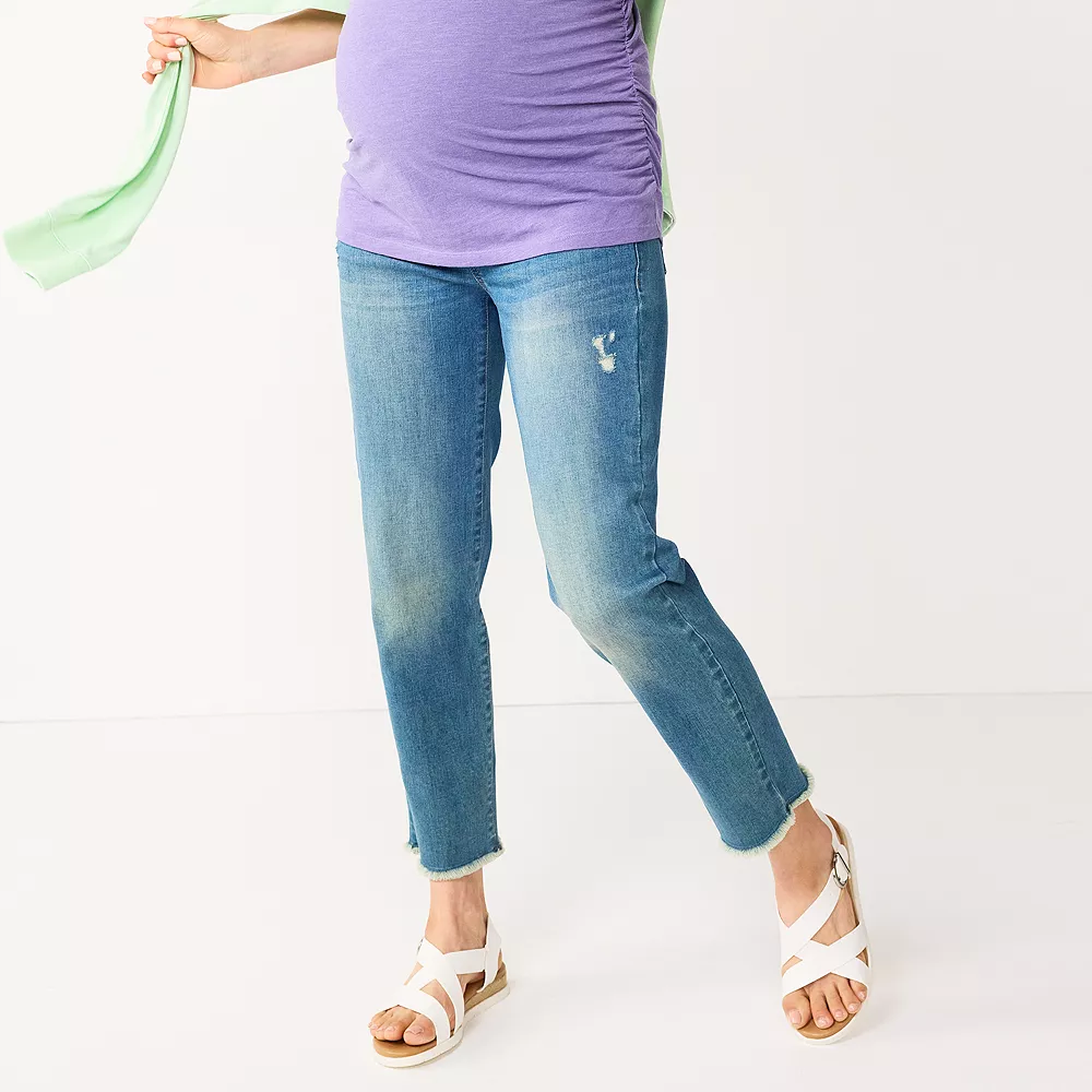 Maternity Sonoma Goods For Life® Over-The-Belly Cropped Straight-Leg Jeans - Image 2