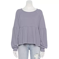 Juniors' SO® Long Sleeve Peplum Top