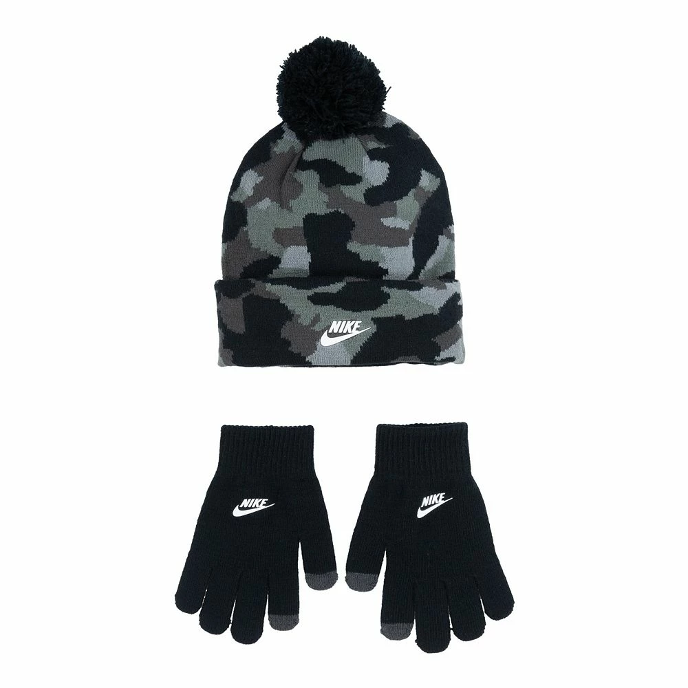 Boys 8-20 Nike Camo Pom Beanie & Texting Gloves Set - Image 2