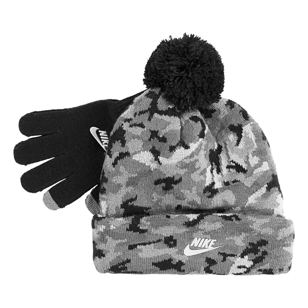 Boys 8-20 Nike Camo Pom Beanie & Texting Gloves Set - Image 3