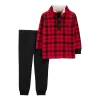 Toddler Boy Carter's Buffalo Check Fleece Pullover & Jogger Pants Set