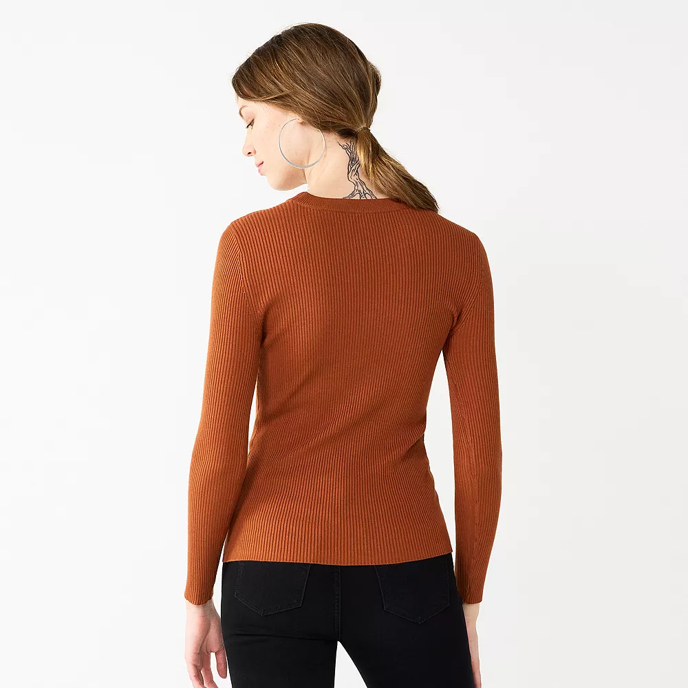 Women's Nine West Long Sleeve Rib Crewneck Sweater - Image 15