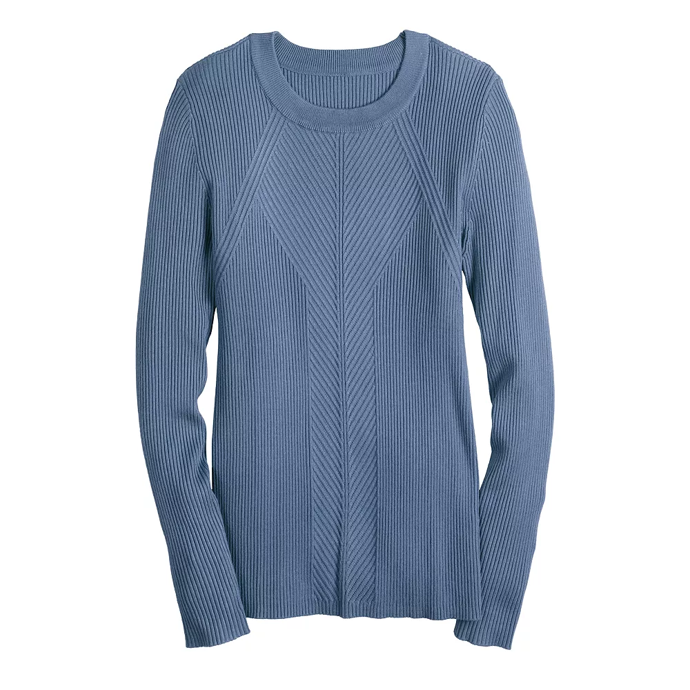 Women's Nine West Long Sleeve Rib Crewneck Sweater - Image 16
