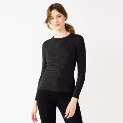 Women's Nine West Long Sleeve Rib Crewneck Sweater