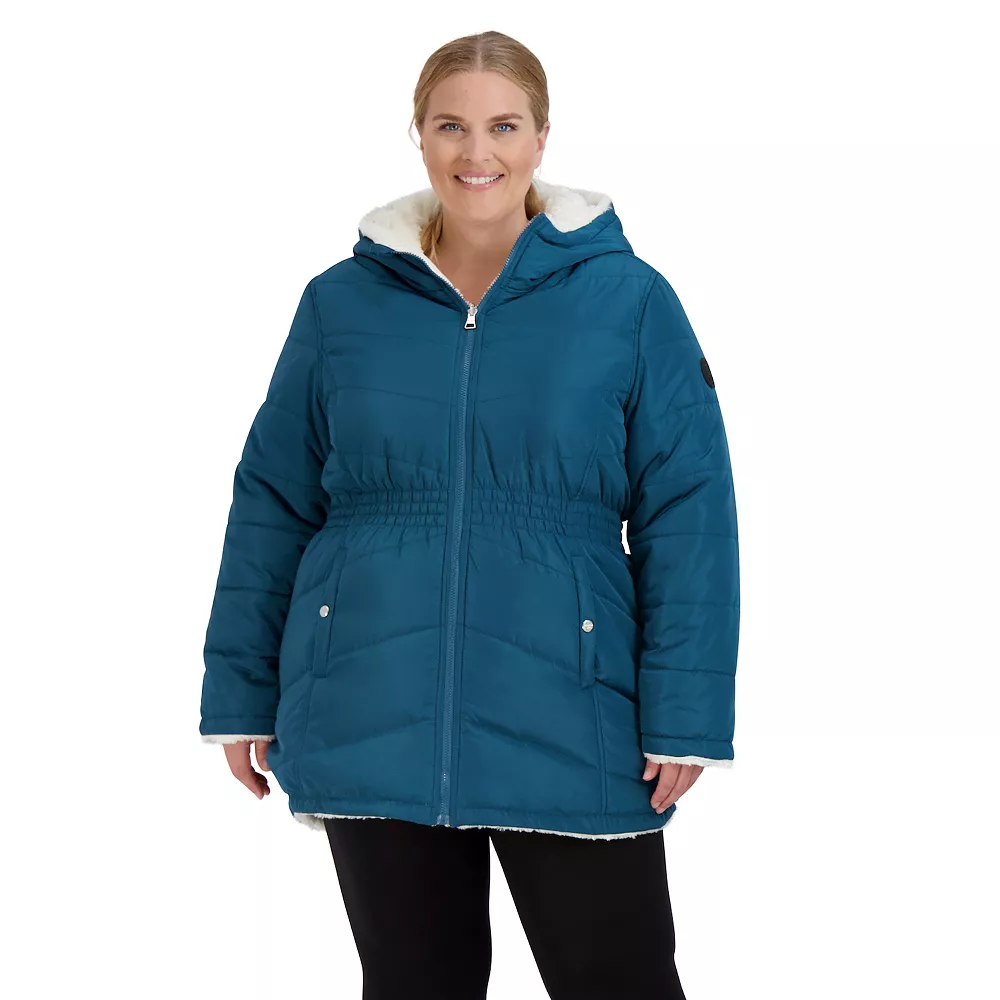 Juniors' Plus Size madden girl Sherpa Reversible Anorak Jacket