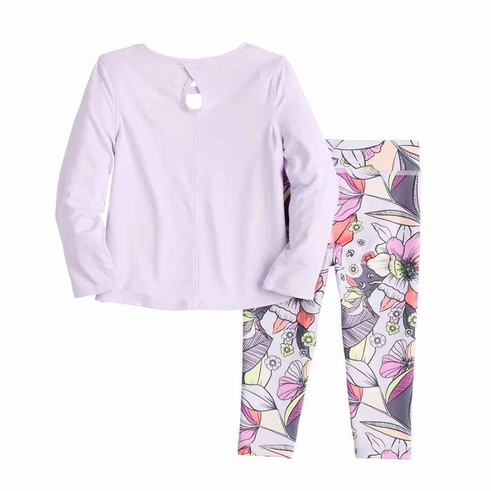 Toddler Girl Jumping Beans® Active Long Sleeve Keyhole Tee & Printed Leggings Set - Image 3