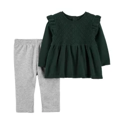 Baby Girls Carter's 2-Piece Cotton Top & Fleece Pants