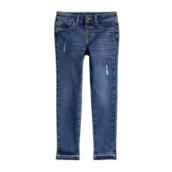 Girls 4-12 Jumping Beans® Button Fly Sequins-Embellished Distressed Jeggings with Release Hem