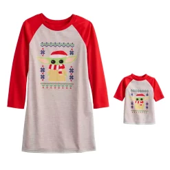 Girls 4-10 Jammies For Your Families® Star Wars The Mandalorian Grogu Aka Baby Yoda Nightgown & Doll Gown Set