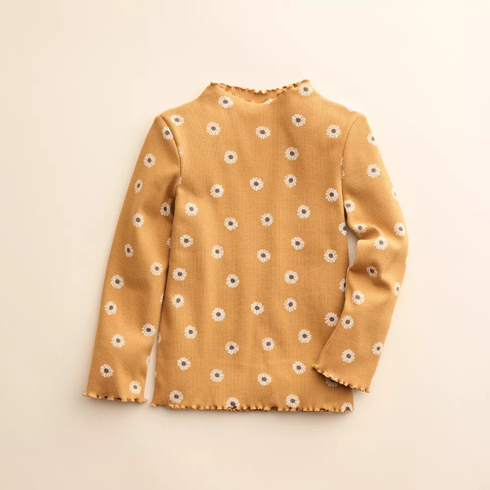 Baby & Toddler Girl Little Co. by Lauren Conrad Organic Lettuce-Edge Print Mockneck Top - Image 3