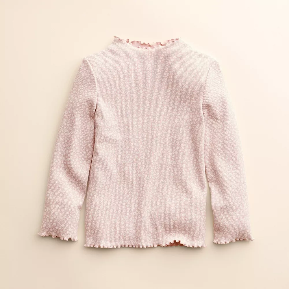 Baby & Toddler Girl Little Co. by Lauren Conrad Organic Lettuce-Edge Print Mockneck Top - Image 4