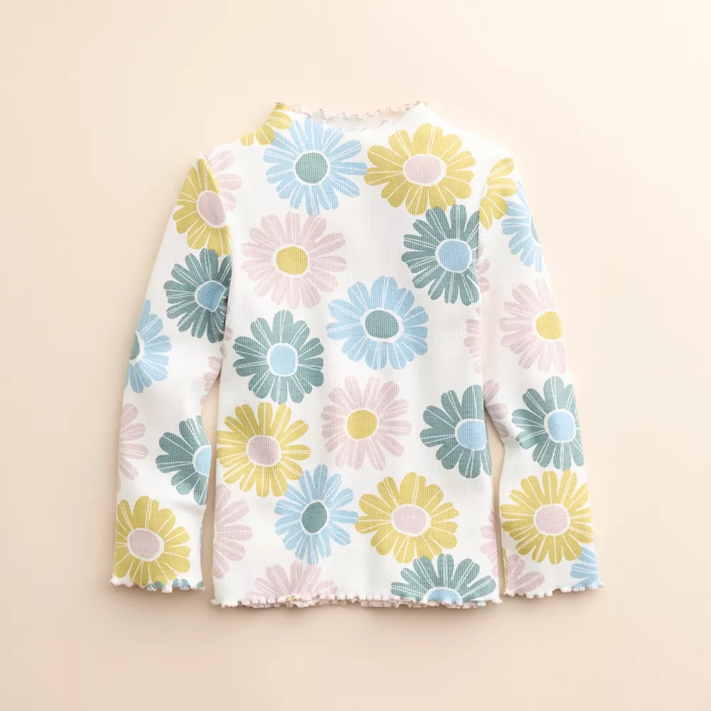 Baby & Toddler Girl Little Co. by Lauren Conrad Organic Lettuce-Edge Print Mockneck Top - Image 2