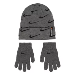 Boys 8-20 Nike Swoosh Repeat Beanie & Gloves Set