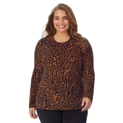 Plus Size Cuddl Duds® Fleecewear with Stretch Long Sleeve Crewneck Top