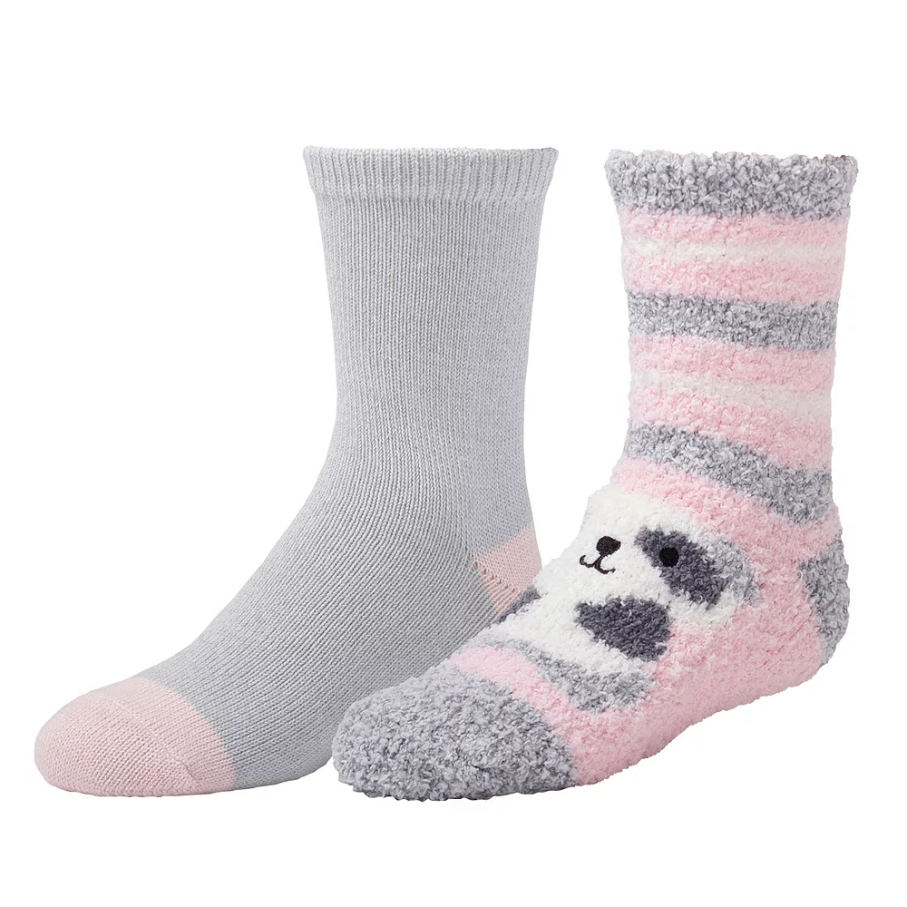 Girls Cuddl Duds 2-Pack Plushfill Cozy Slipper Socks with Grippers - Image 4