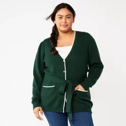 Plus Size DRAPER JAMES RSVP™ Long Sleeve Button Down Cardigan
