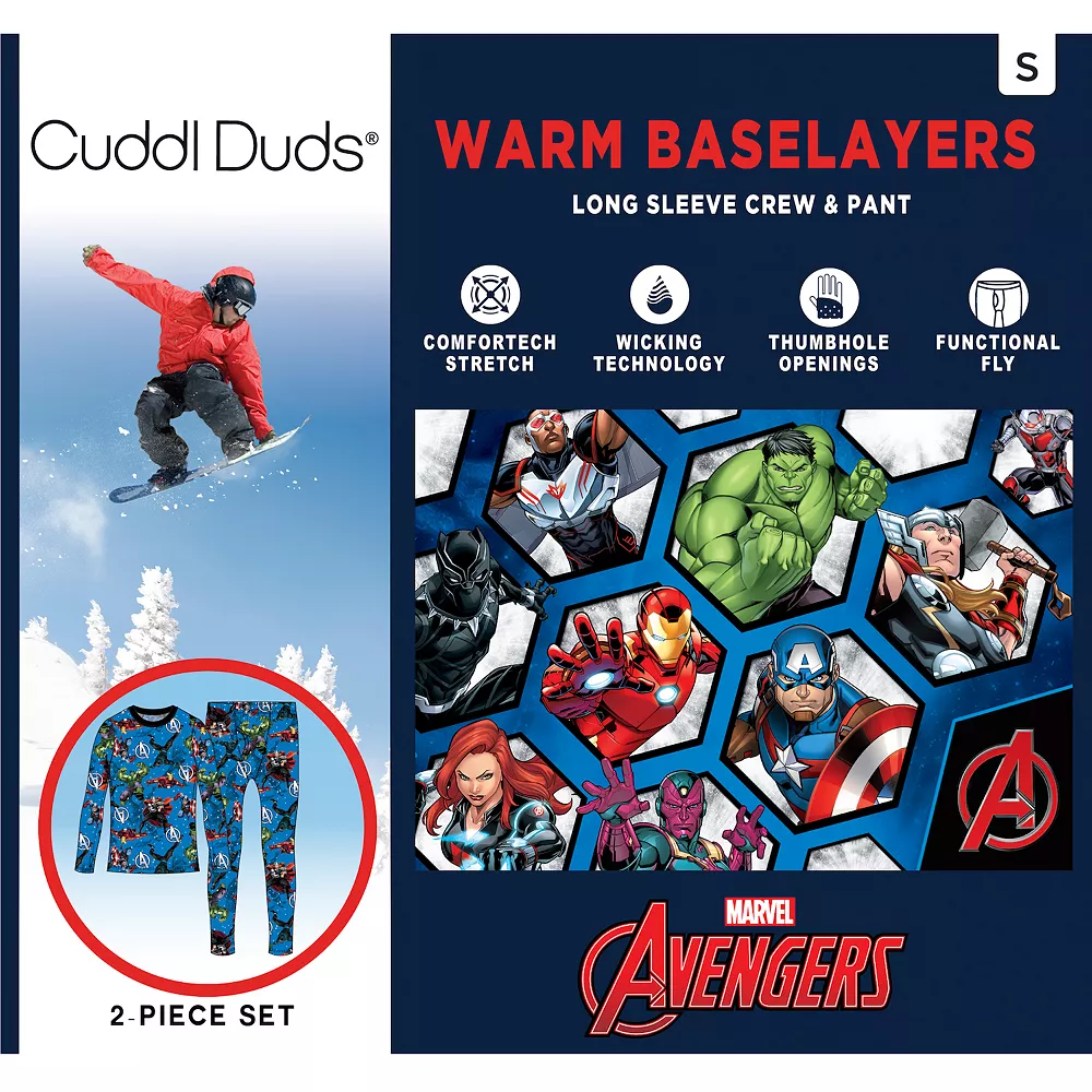 Boys 4-18 Cuddl Duds Avengers Stretch 2-Piece Base Layer Set - Image 2