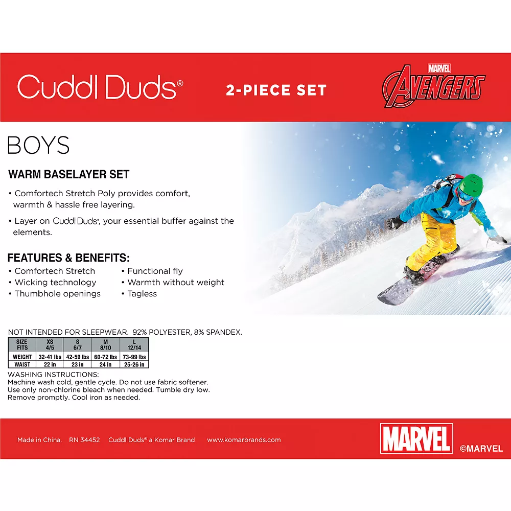 Boys 4-18 Cuddl Duds Avengers Stretch 2-Piece Base Layer Set - Image 3