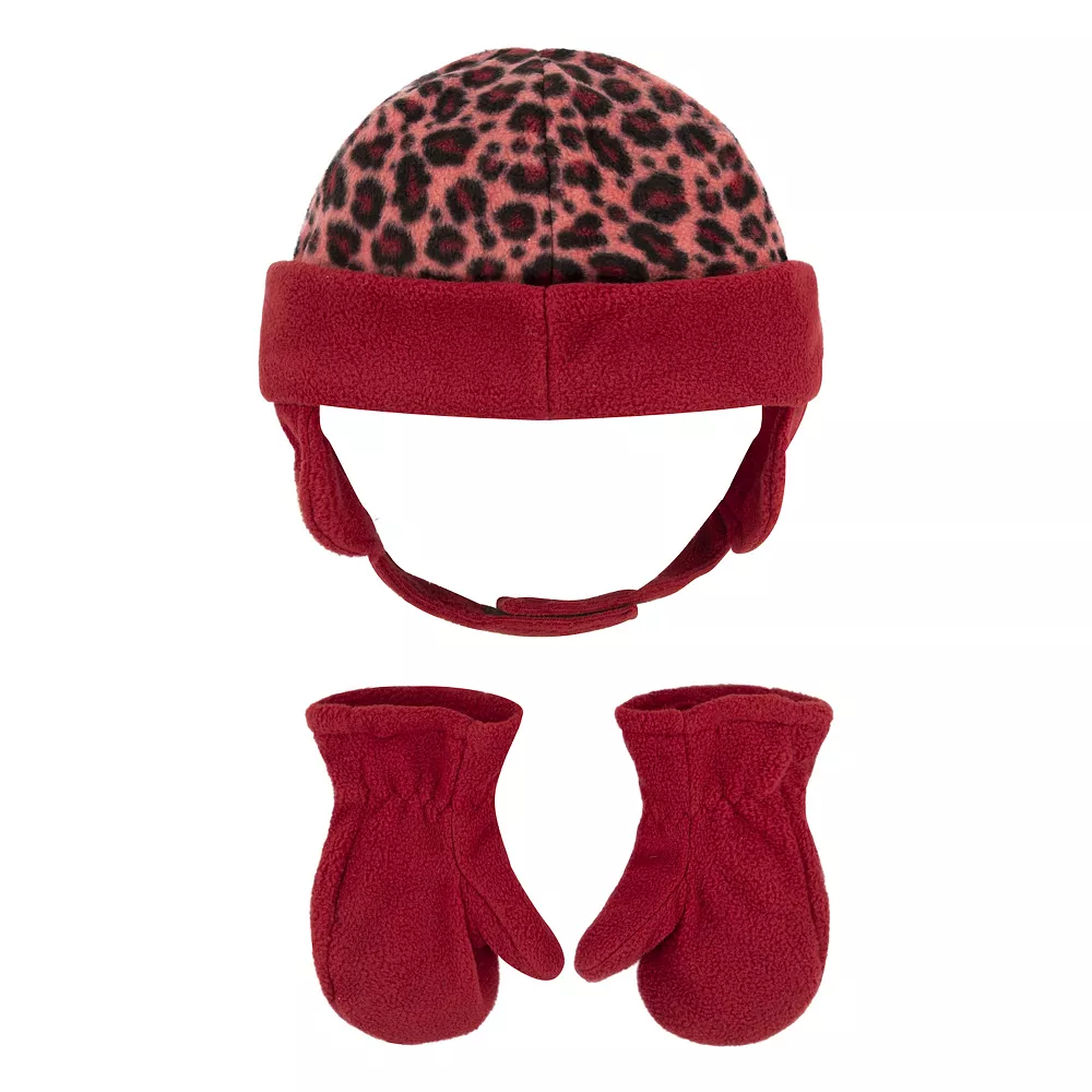 Toddler Girl Nike Leopard Print Trapper Hat & Mittens Set - Image 2
